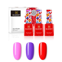 BLUESKY Bluesky Gel Nail Polish Set, 10 Year Anniversary - Full Collection. 9 x 5ml. Pink, Purple, Red, Mauve, Nude, Pastel, Fine Glitter (Requires curing under UV/LED Lamp)