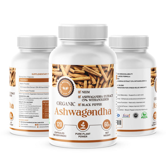 Zamzam Wellness Herbs Organic Neem Leaf (Azadirachta Indica) + Ashwagandha 5% Withanolides with Black Pepper | High-Strength Ayurvedic Detox & Skin Cleanse | Immune, Mood & Energy Support | 120 Vegan Adaptogen Capsules