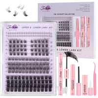 fenshine beauty Fenshine Cluster Lashes Individual Lashes Kit 3D WISPY LASH KIT 10-16mm Length DIY Eyelash Extension Individual Soft False Lashes for Personal Use at Home (4 in 1 3D WISPY LASH KIT, MIX 10-16mm)