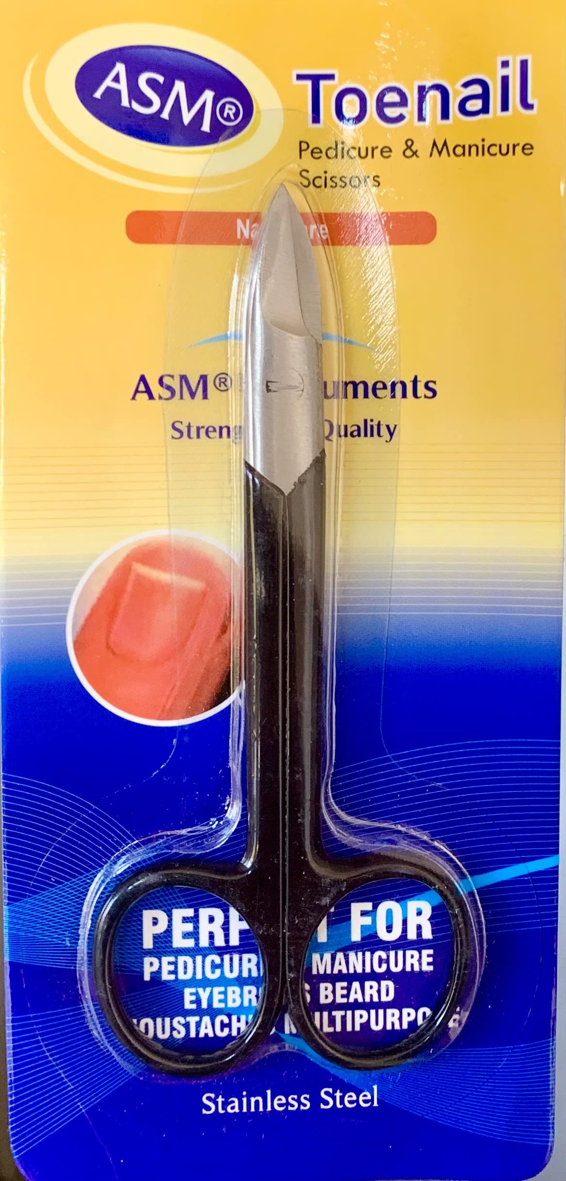 Asm Instruments Professional Pedicure Ingrown Toenail Scissors Clippers Stainless Steel Heavy Duty Thick Toenails Curved Nippers Men’s Women’s 12cm