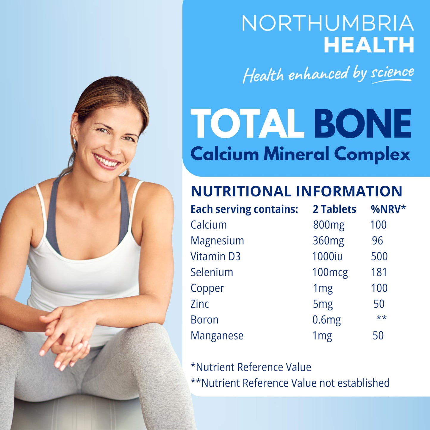 Northumbria Health Total Bone® Calcium Magnesium Zinc & Vitamin D3 Tablets – High Strength Bone Support Supplement – Supports Strong Bones & Teeth – 180 Vegetarian Tablets (3 Month Supply)