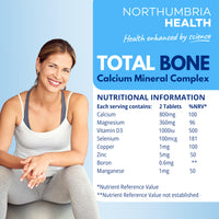 Northumbria Health Total Bone® Calcium Magnesium Zinc & Vitamin D3 Tablets – High Strength Bone Support Supplement – Supports Strong Bones & Teeth – 180 Vegetarian Tablets (3 Month Supply)