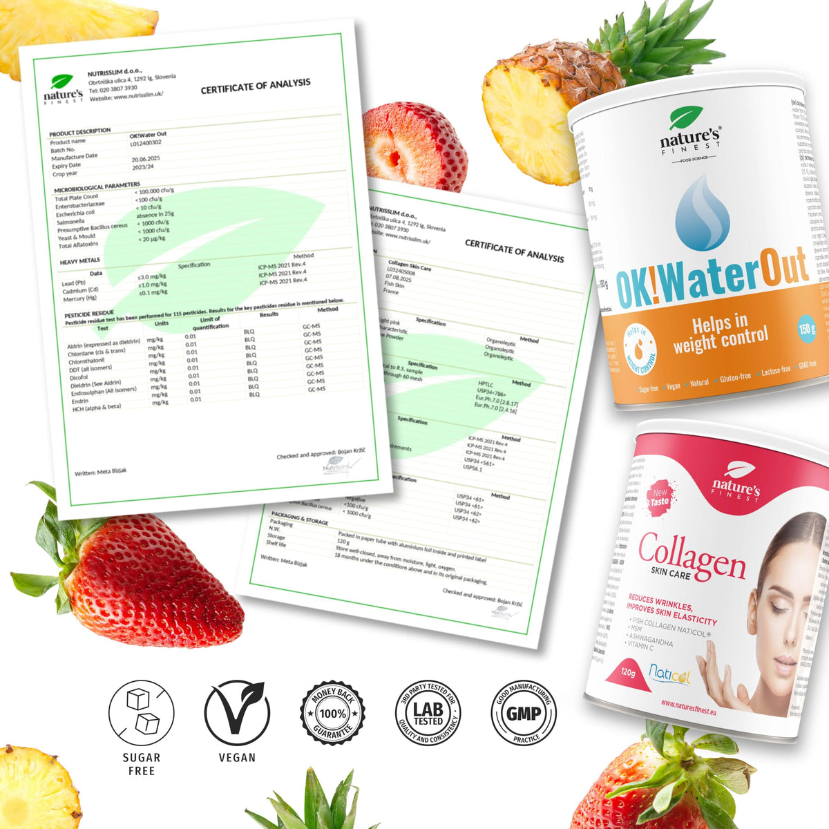Nature's Finest by Nutrisslim OK!Body Lift - Hydrolyzed Marine Collagen Powder Naticol (5000mg) for Skin Elasticity, Reduce Water Retention - Skin Lift Effect