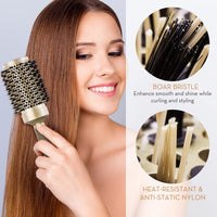 AIMIKE Round Brush, Nano Thermal Ceramic & Ionic Tech Hair Brush, Small Round Barrel Brush with Boar Bristles for Blow Drying, Styling, Curling and Shine (2.4 inch, Barrel 1.3 inch) + 4 Free Clips