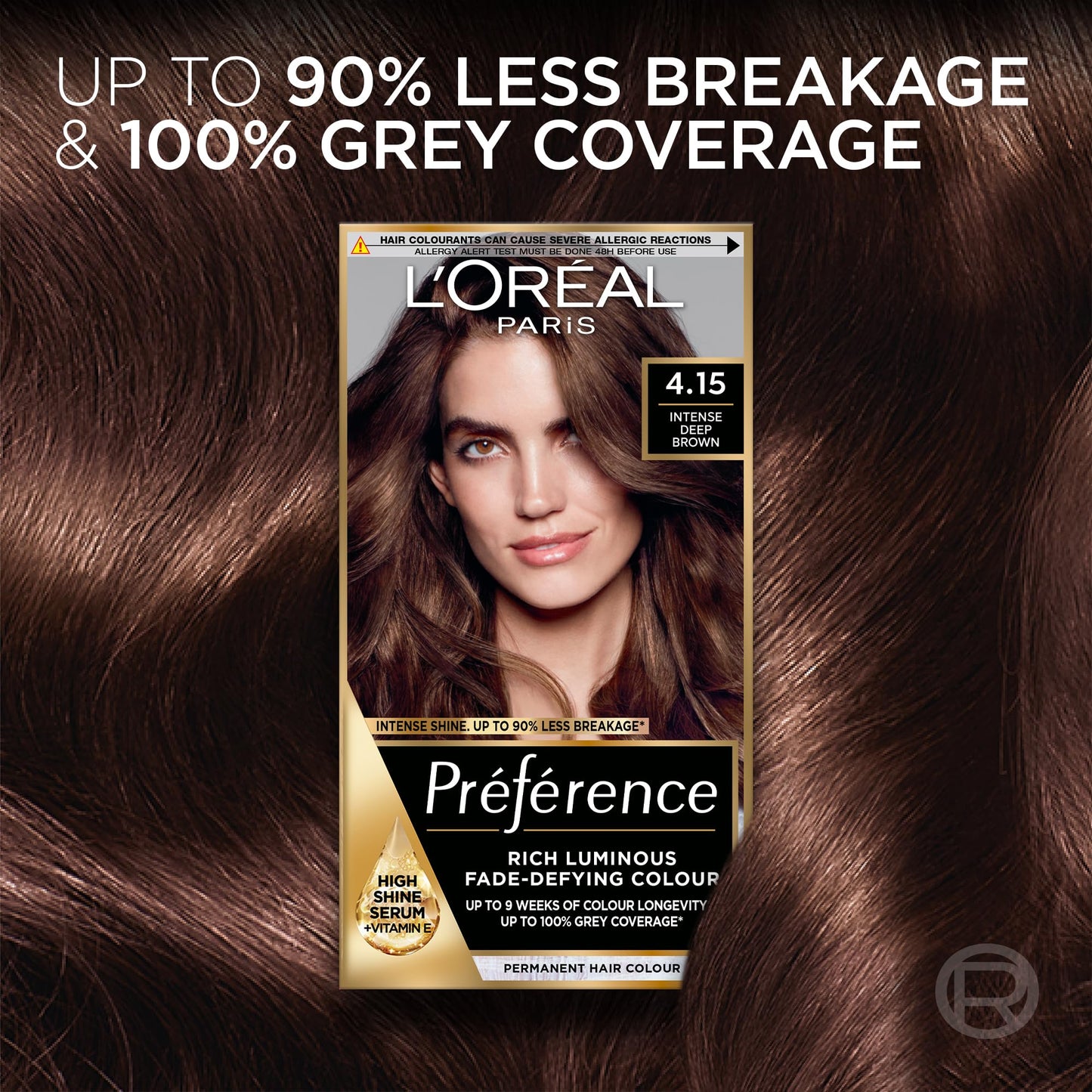 L'Oreal Paris Preference Hair Dye, Luminous Permanent Rich Hair Colour, Long Lasting Brilliance, Achieve Radiant, Salon-Inspired Results, Shade: 4.15, Caracas