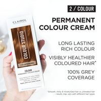 Clairol Colour Studio Permanent Colour Cream | Hair Dye | Long-lasting Rich Tones | 100% Grey Coverage | Dermatologically Tested Vegan Formula | Hair Colouring Kit | Copper Blonde 7/43 | 50ML