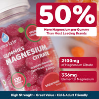 Ultra Lyte Magnesium Citrate Gummies – 336 mg Elemental Magnesium per Serving – 120 Gummies (30 Days) – Gelatin Free Vegan High-Strength Supplement – Tangerine Flavour