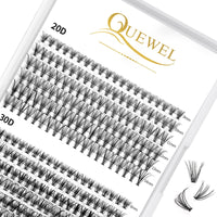 240Pcs Individual Lashes QUEWEL Cluster Lashes Individual Lash Extension 20D+30D D Curl Lashes Cluster DIY Look Like Eyelash Extensions Mix8-14mm at Home(20D+30D 0.07D MIX8-14mm)