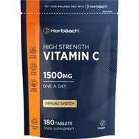 Horbäach Vitamin C Tablets 1500mg | 180 Count | High Strength Ascorbic Acid | Suitable for Vegetarians and Vegans | by Horbaach