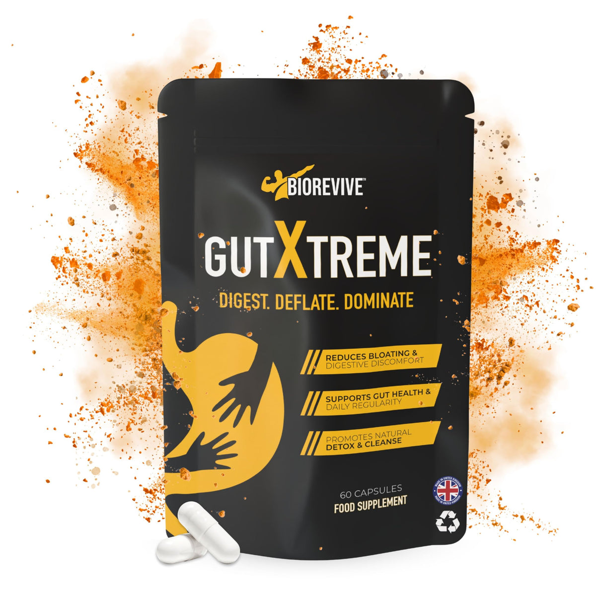 BioRevive Gut Xtreme – Advanced Gut Repair for Men & Women – Bloating Relief, Digestion Support & Gut Cleanse with Ginger, Dandelion, Fennel & Marshmallow – Reduces Water Retention & Soothes Gut Linin