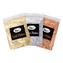 KINNO Gold Leaf Flakes, Gold Foil 3 Sets Gold Leaf for Nails, Art and Craft, Furniture, Gilding, Painting, Resin Jewelry(1g Copper Leaf Sheets + 1g Silver Leaf Sheets + 1g Rose Gold Sheets)