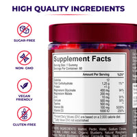 Magnesium Gummies for Kids & Adults - Magnesium Glycinate 400mg with Malate, Zinc, D3, B6 & Taurine – Blueberry & Raspberry Flavours