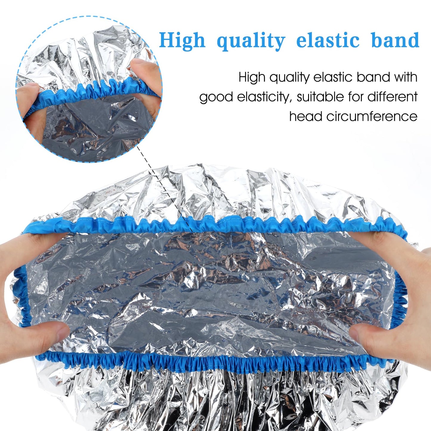 DIVINA VITAE 4 Pieces Aluminum Foil Heat Cap for Deep Conditioning, Reusable Deep Conditioning Hair Cap Heated Shower Cap for Hot Oil Hair Treatment Processing Caps for Hair Dye Cap Tin Foil Hat for Home Salon Use