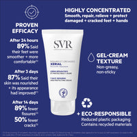 SVR XERIAL Cracked Foot Cream for Split Heels and Damaged, Sore, Hard-Working Skin, Protecting 24hr Moisturiser, Repairs Fissures in 3 Days, 50ml