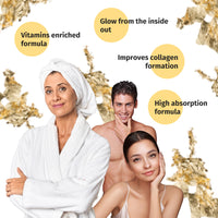 Nature’s Finest by Nutrisslim Golden Collagen 120 g - Collagen Supplements for Women with Gold Glitter - High Strength Hydrolyzed Bovine Collagen Powder Type 2 with Biotin, Vitamin C and Curcuma