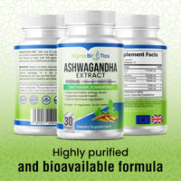 SigmaBiotics Ashwagandha Extract Tablets - Premium Strength Formula - Supports Energy, Overall Health, and Hormone Regulation - Vegan and Gluten Free - 30 Tablets