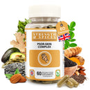 STRENGTH & SPICES100% Natural Vegan Food Supplements Strength & Spices Psoriasis Relief Skin Care Supplements, Immune System Booster with 31 Powerful Ingredients and Amino Acids, Soothes Red, Flaky Skin, 1000 mg, 60 Vegan Capsules