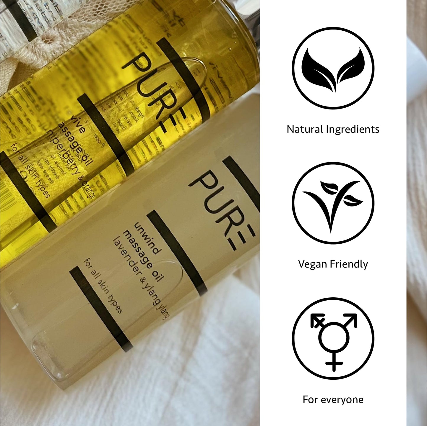 Unwind Body Oil by PURE Spa Skincare - Aromatic Blends of Lavender & Ylang Ylang - 100ml - Helps Reduce Stress & Anxiety and Improves Sleep - Body, Bath, Hair & Massage Oil - 100% Natural and Vegan