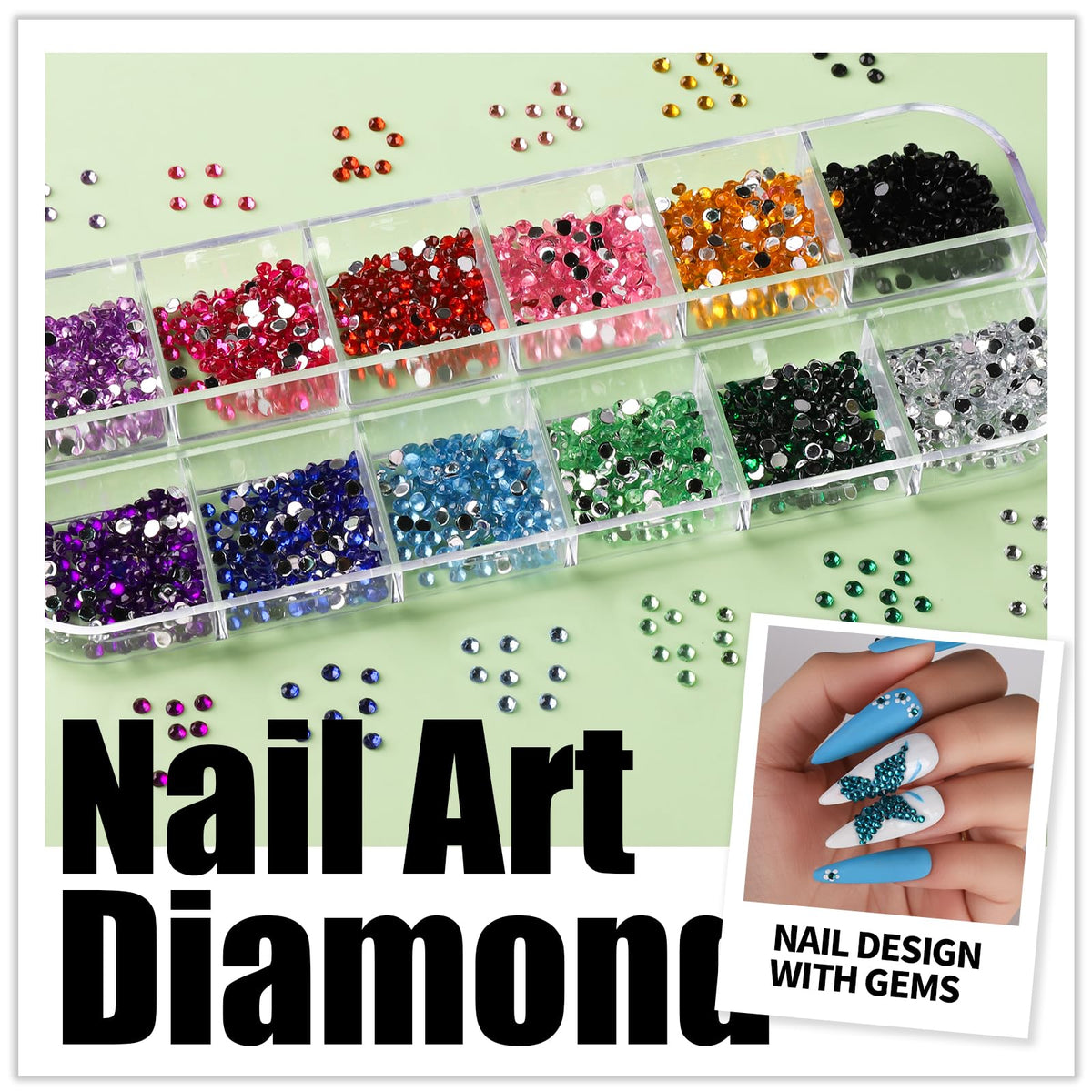 Teenitor Nail Art Kit with Nail Glitter, Nail Art Brushes & Nail Sticker for Gel Nails Art, Nail Gems Nail Accessories Tool for Teenage Girls, Nail Art Pens Nail Dotting Tool for Beginners