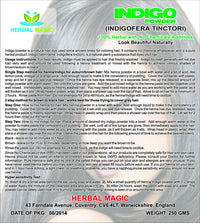 Herbal Magic's Organic USDA Indigo Powder for Hair, Herbal Hair Dye, Natural Hair Mask/Color - Free from Fillers & Preservatives -200g