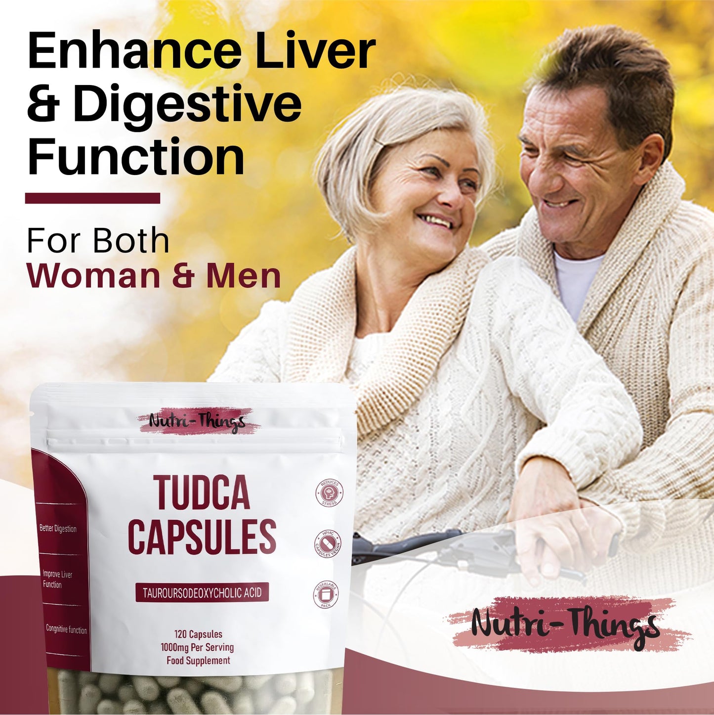 Nutri-things TUDCA Capsules - Liver Health Support Supplement - Naturally Occurring Bile Acid - Reduce Oxidative Stress & Inflammation - Improve Liver Function - Convenient Daily Supplement - 120 Capsules