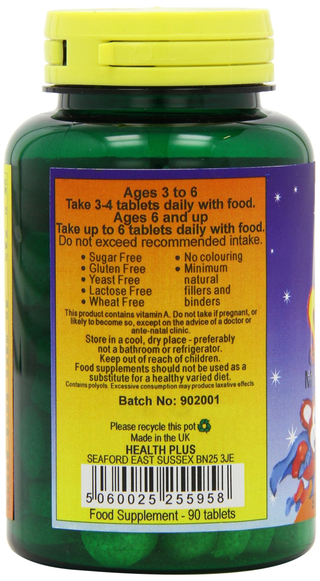 Health Plus Supermouse - Blackcurrant Flavour Children's Chewable Multivitamin Supplement - 90 Tablets