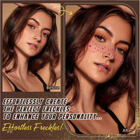 AmiCera Glitter Freckles Face Tattoo, 6 Pcs Face Glitter Freckles Gold for Kids Women, Fake Sparkle Temporary Tattoos Stickers for Girls and Adults Festival Makeup Accessories Face Decor, Maroon