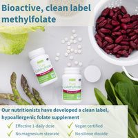 Pure Folate 400 mcg, 180 Small Tablets, Clean Ingredients & Vegan, Active Form of Folic Acid L-Methylfolate (Vitamin B9), Suitable for Pregnancy, One-a-Day, 180 Servings, by Igennus