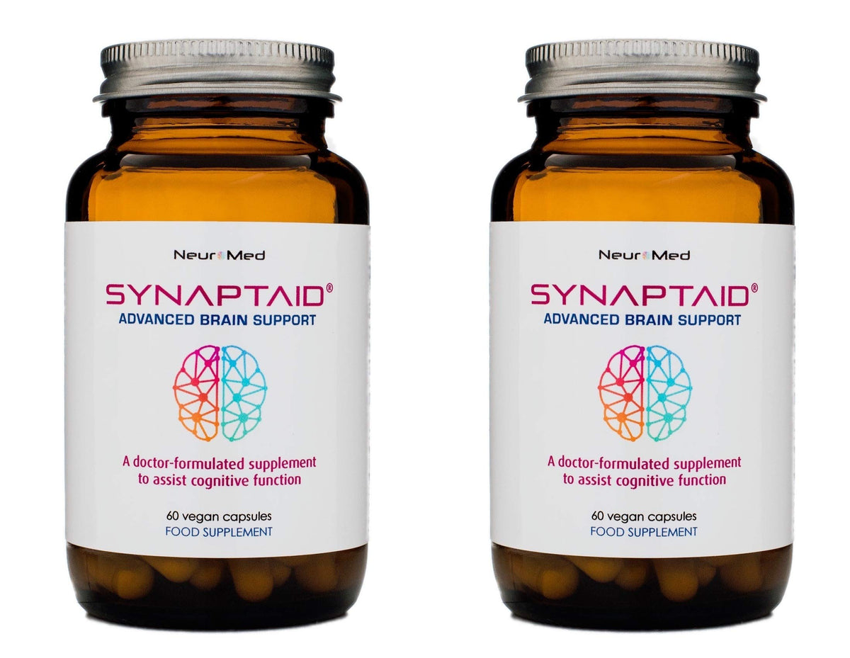 Synaptaid Advanced Brain Support Supplement to Assist Cognitive Function Vegan 60 Capsules (Twin Pack)