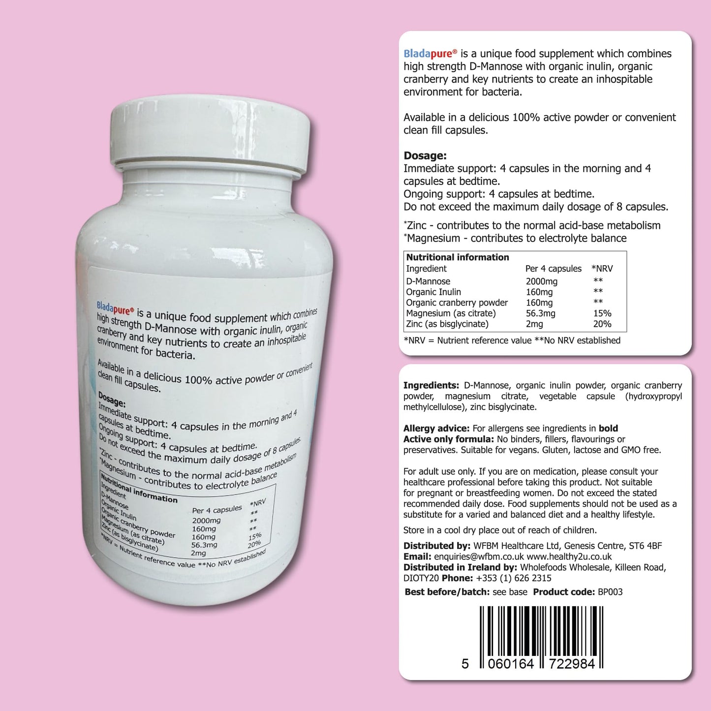 Bladapure D Mannose High Strength 120 Capsules Value Pack