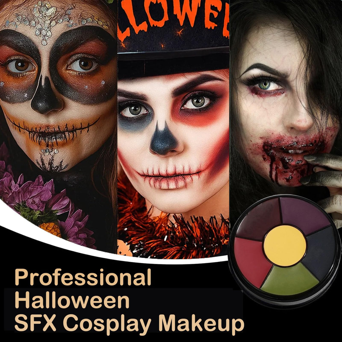 NoraGlaze 6 Color Bruise Wheel SFX Makeup Kit - Oil-Based Zombie Makeup Palette for Halloween & Special Effects Non-Toxic Face and Body Paint Professional Theatrical FX for Cosplay Use