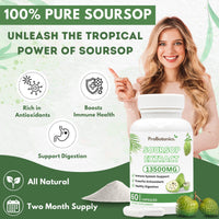 ProBotanics Organic Soursop Capsules | Full Spectrum 13500mg 30:1 Extract Per Serving | Potent Antioxidant & Immune Support - 60 Capsules