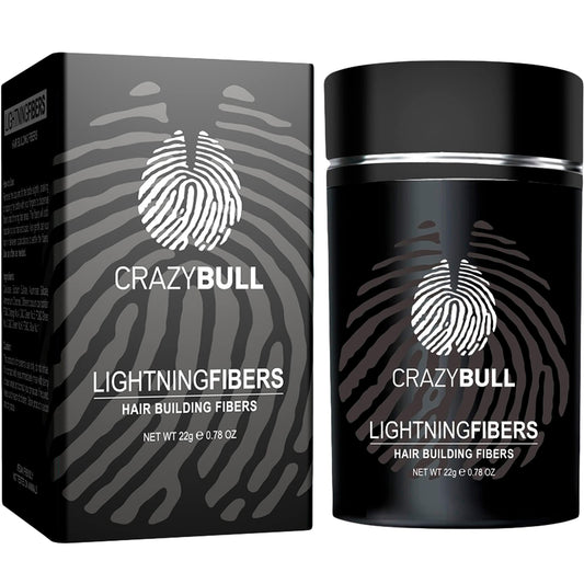 CrazyBull Hair Building Fibre - Long-Lasting, Easy Apply Hair Fibre Concealer for Thinning Hair & Bald Spots - Vegan & Cruelty-Free Hair Thickening Fibre for Men & Women - Crazy Bull, 22g, Grey
