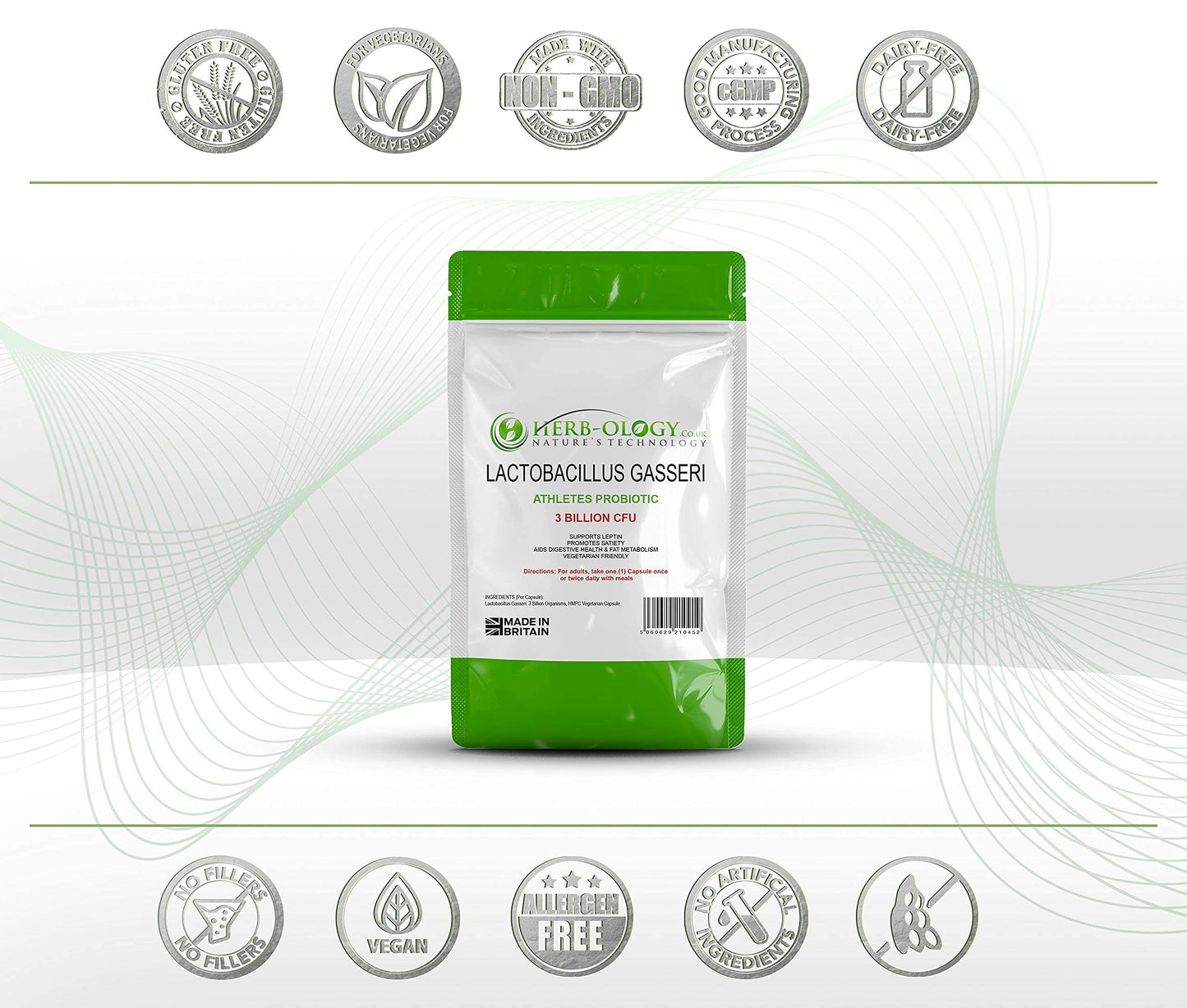 Herb-ology.co.uk Nature's Technology HB Lactobacillus Gasseri | 60 Lactobacillus Probiotic Capsules - High Strength 3 Billion CFU Lactobacillus Gasseri Probiotic per Serving | Non-GMO, Gluten & Allergen Free | Made in The UK