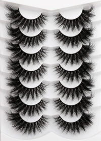 Kiromiro Lashes 20mm Fluffy False Eyelashes Thick Volume Dramatic Cat Eye Lashes 7 Pairs Long Strip Wispy Lashes Pack