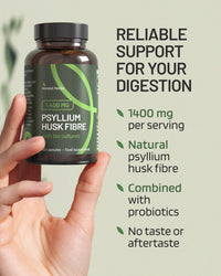 Honest Herbs Psyllium Husk Capsules with Probiotics - Fibre Supplement Complex 1400mg - 60 Capsules - 6 Billion Probiotics 5 Strains