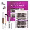 ocean pearl Ocean Pearl Cluster Lashes Kit 144PCS Eyelash Clusters 10-16mm Lash Extension Kit Individual Eyelashes DIY Eyelash Extension Kit Natural Lash Clusters with Bond and Seal Lash Glue-DM25