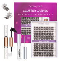 ocean pearl Ocean Pearl Cluster Lashes Kit 144PCS Eyelash Clusters 10-16mm Lash Extension Kit Individual Eyelashes DIY Eyelash Extension Kit Natural Lash Clusters with Bond and Seal Lash Glue-DM25