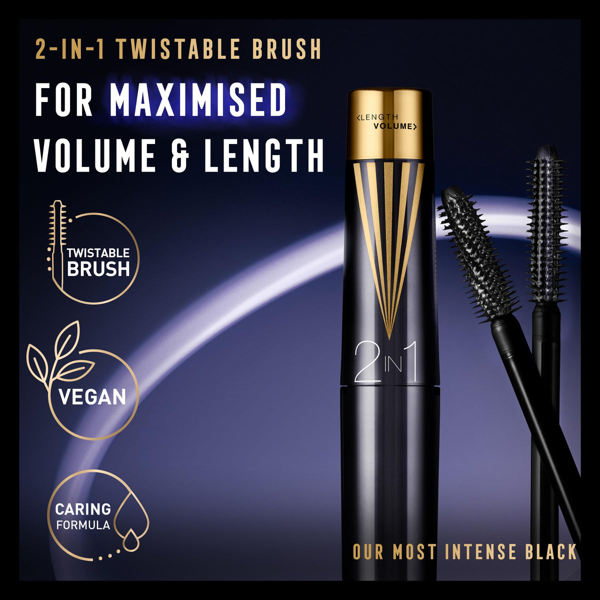 Max Factor Masterpiece 2-in-1 Lash Wow Mascara - 003 - Midnight Black, 7ml