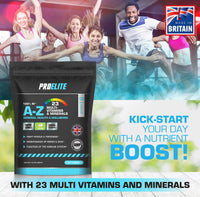 Multivitamins & Minerals - 120 Vegan Tablets - One a Day 100% RDA - 23 Essential Vitamins & Minerals in A-Z Multivitamin Tablet - Made in The UK by PROELITE