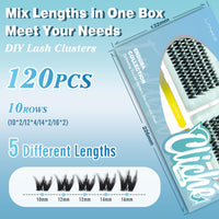Cluster Lashes Kit - 10-16mm C Curl 120PCS Reusable Individual Eyelashes Kit with Lash Bond Seal Remover Tweezers - LANKIZ Fluffy Wispy Eyelash Clusters Long-Lasting All Day