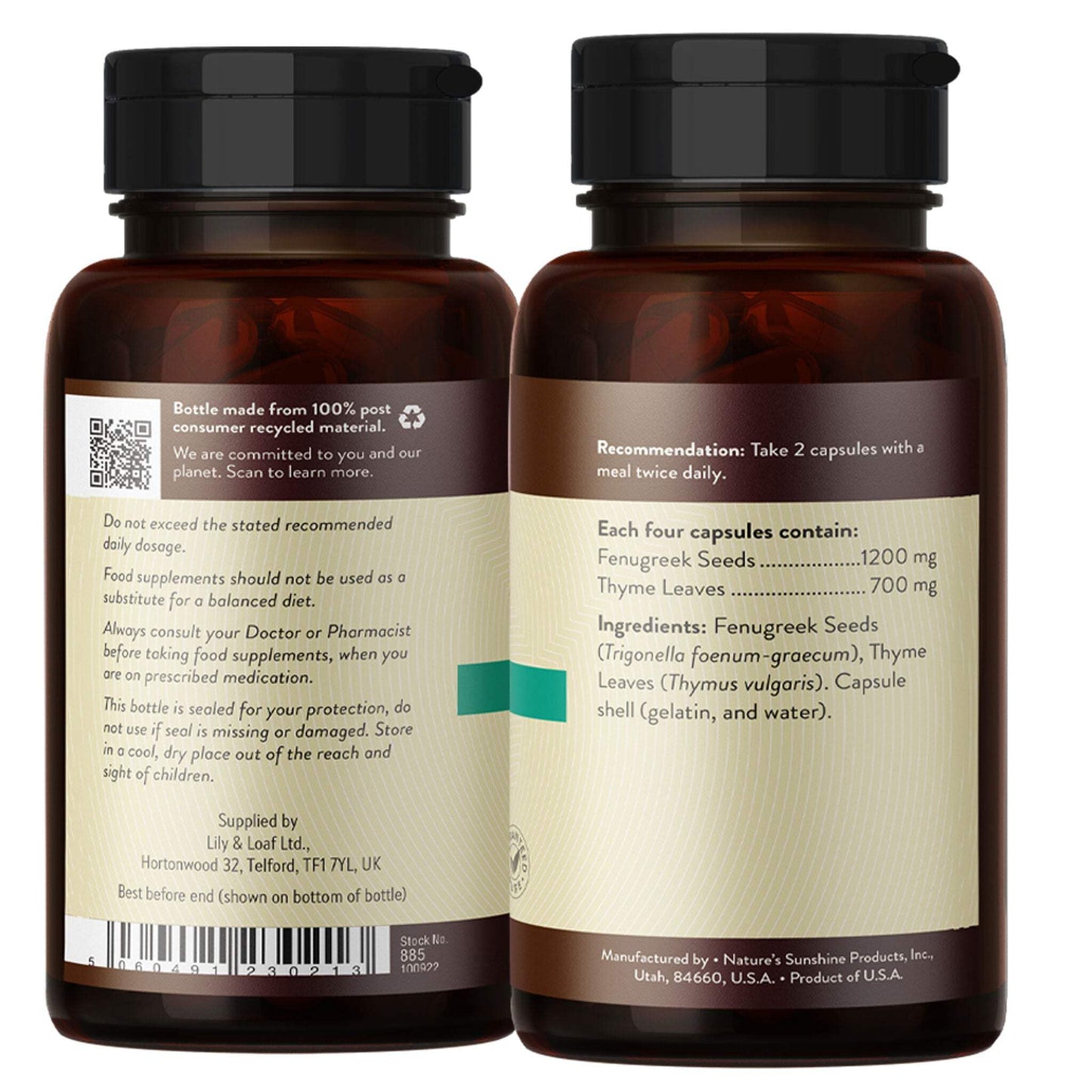 Nature's Sunshine (NSPUK) Fenugreek & Thyme - 100 Capsules - 25 Day Supply