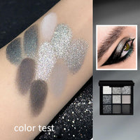 LYNTYAOU Black Smoky Eyeshadow Palette, Matte Glitter Eye Shadow Pallets, 9 Colour Grey Eye Makeup for Women, Cool Girl Eyeshadows Gothic Style, Highly Pigmented Gifts