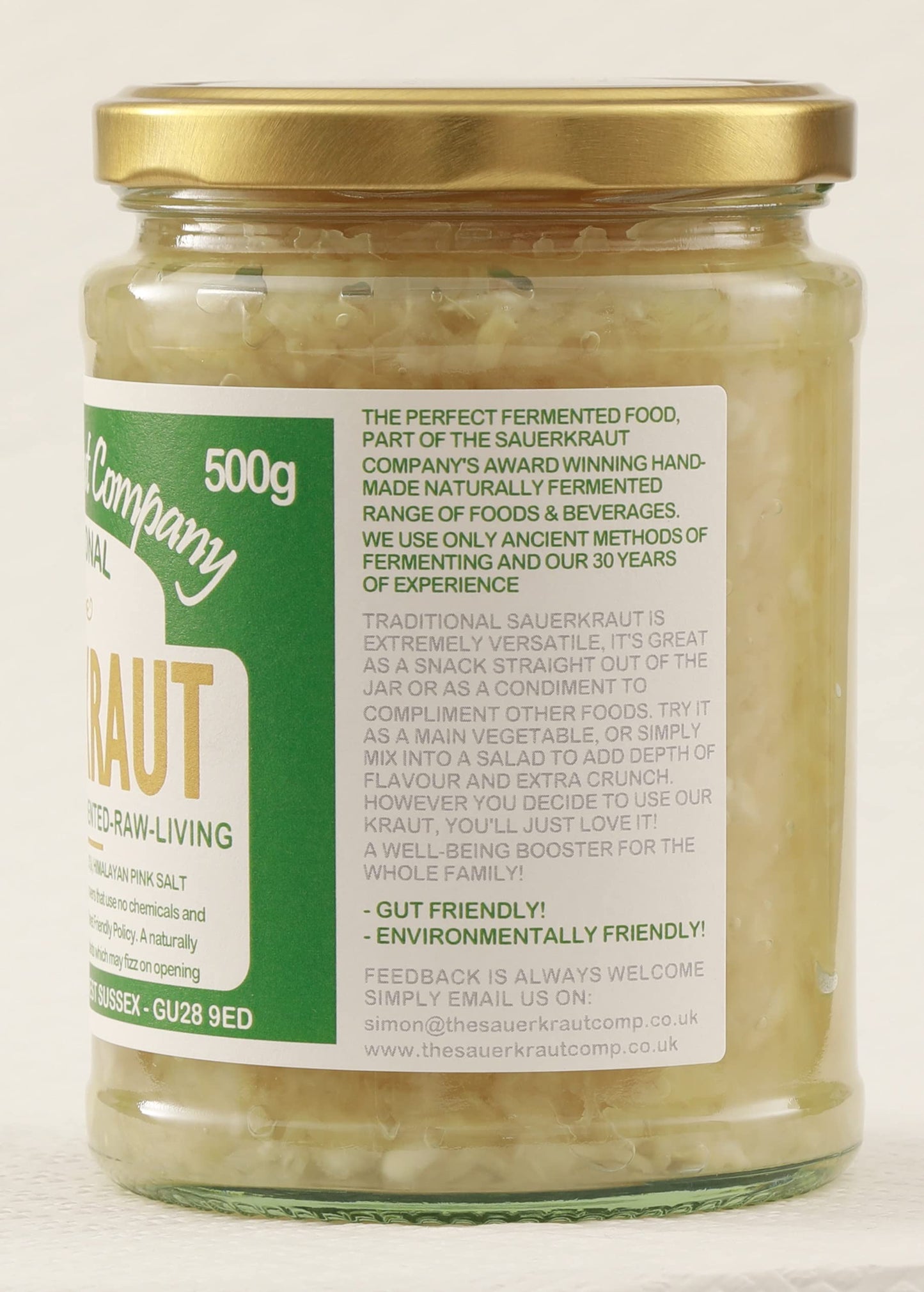 The Sauerkraut Co. Award Winning Traditional Sauerkraut (6x500g). Packed Full of Pro-Gut Living Bacteria (Unpasteurised), Vital Vitamins & Minerals
