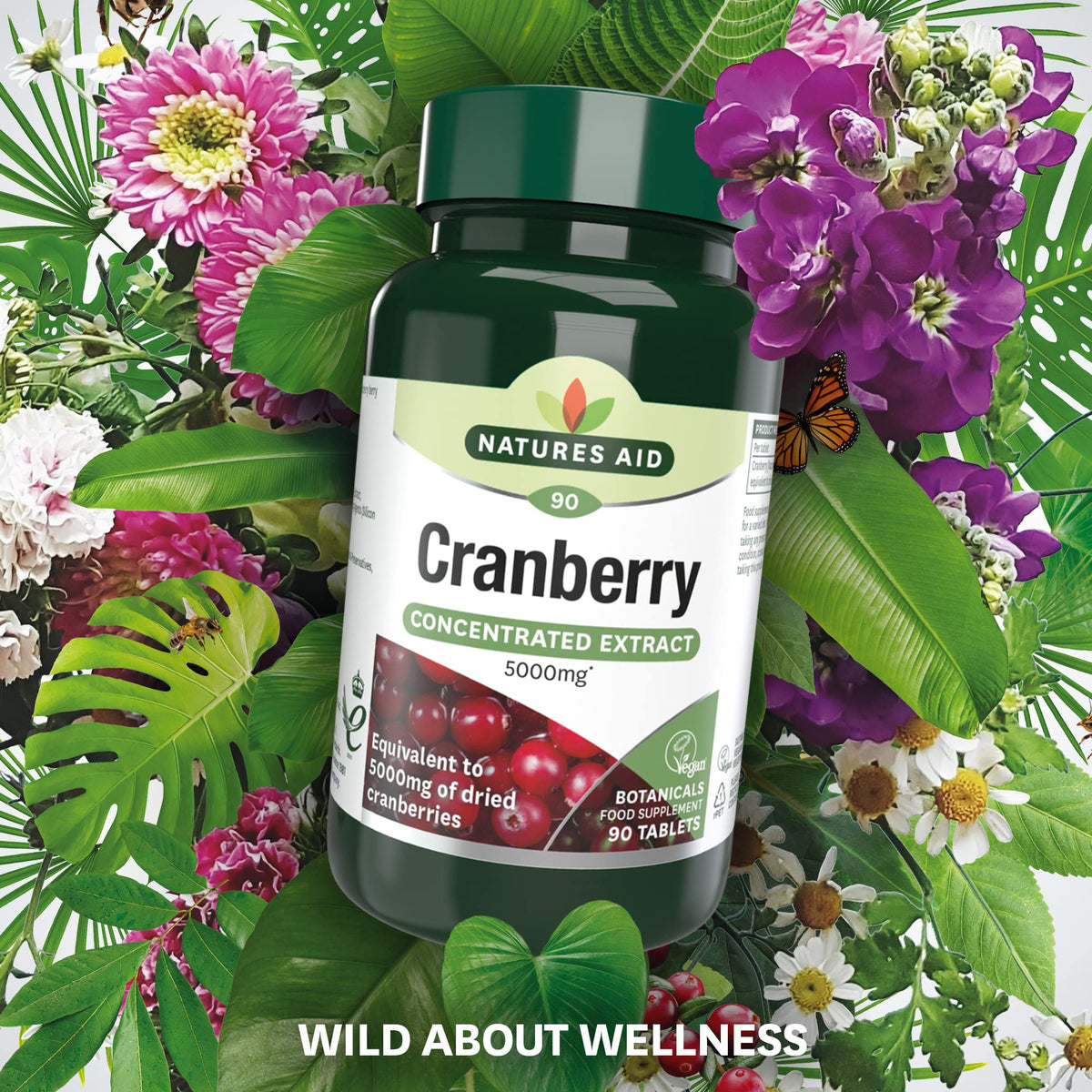 Natures Aid Cranberry 5000mg – High Strength Tablets – Supports Urinary Tract Health & Immune System – Antioxidant Protection – Vegan, Gluten Free – 90 Tablets – Food Supplement