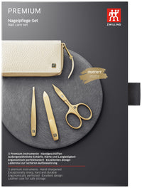 Zwilling ZWILLING Manicure and Pedicure Set Cowhide Leather Case 3 Pieces with Nail Scissors Premium Gold Edition Black