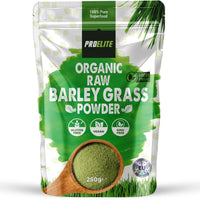 Organic Barley Grass Powder 250g - Certified Organic Grown in EU - 100% Raw Natural Gluten Free Superleaf Superfood Powder for Smoothies & Juices PROELITE