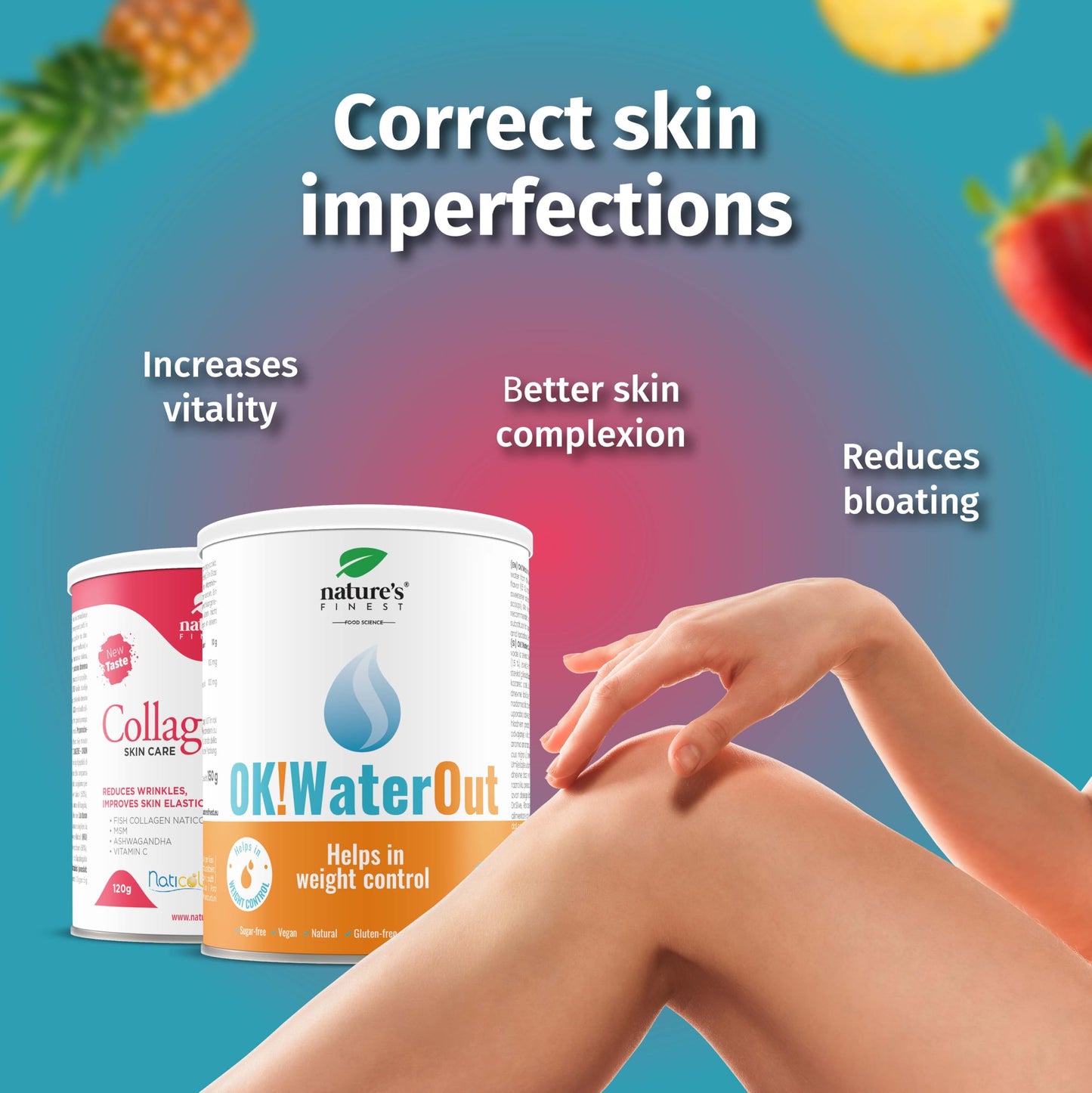Nature's Finest by Nutrisslim OK!Body Lift - Hydrolyzed Marine Collagen Powder Naticol (5000mg) for Skin Elasticity, Reduce Water Retention - Skin Lift Effect