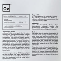 Ov OXFORD VITALITY Oxford Vitality Lysine 660mg Capsules | Essential Amino Acid for Collagen Formation Protein Metabolism Immune Support and Tissue Repair | High Strength L-Lysine | Pack of 240