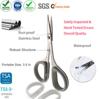 Pafason PAFASON Stainless Steel Mustache Beard Facial Nose Hair Trimming Scissor Set with Safety Cover and Leather Pouch
